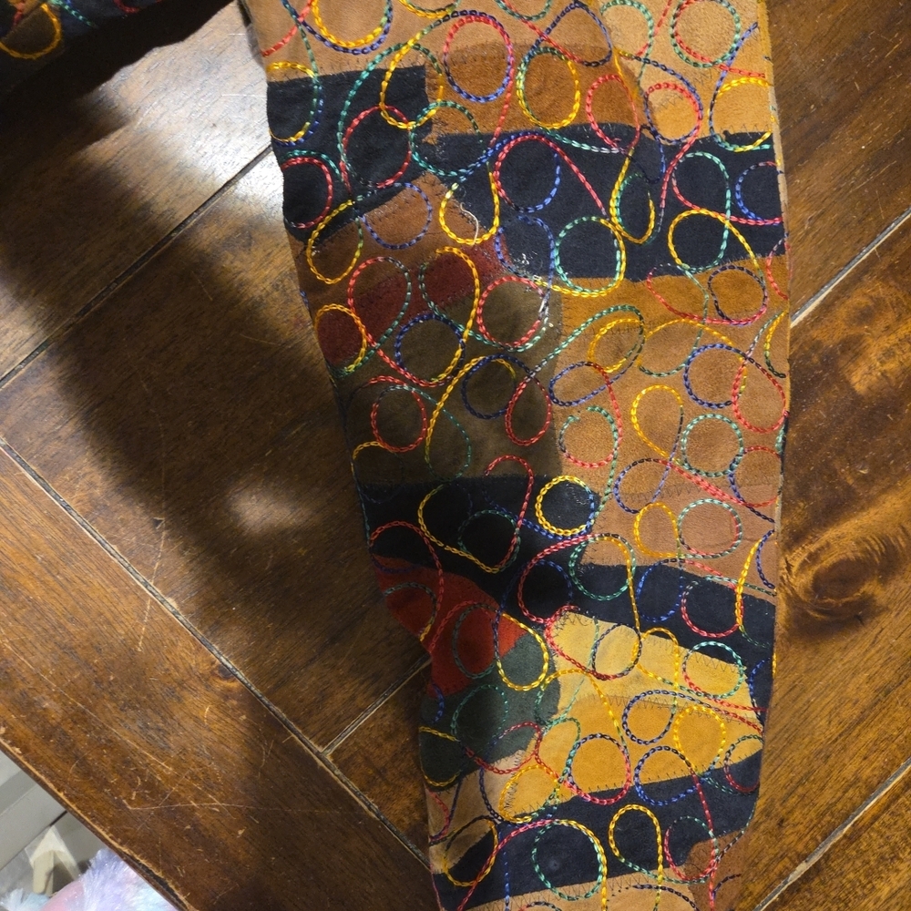 Multicolor‎ Patchwork Leather Jacket - image 2